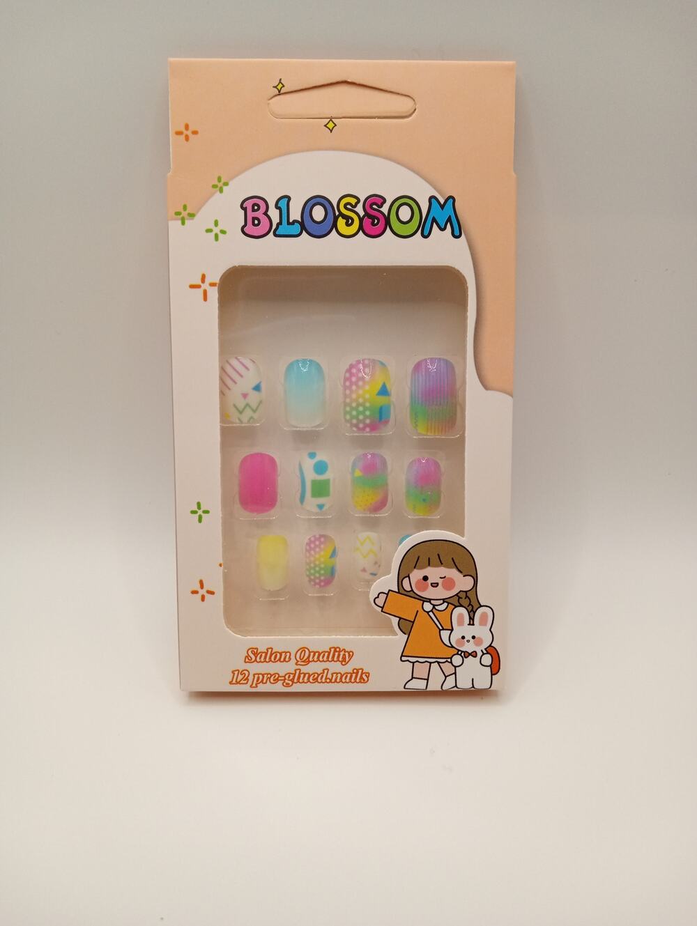 Kids Press on Nails Blossom Brand Salon Quality 12 pre-glued nails 916-918